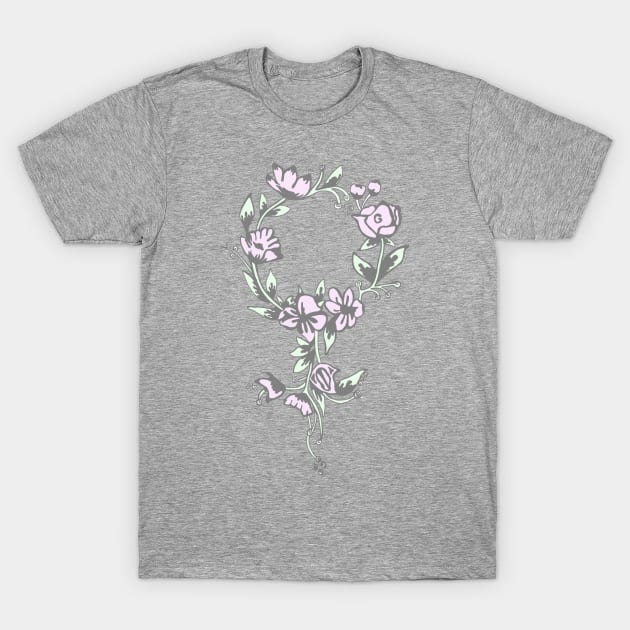 Floral Feminist Symbol T-Shirt by Slightly Unhinged